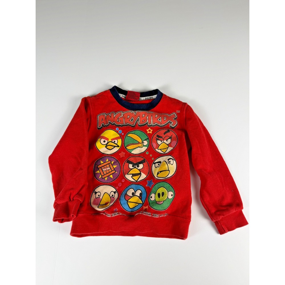 Angry Birds Sweatshirt Boys Size 7 Red Graphic Pullover Crewneck Rovio